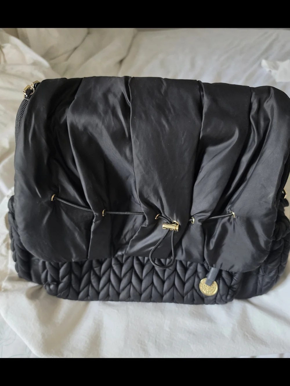 Black Quilted HAPP Diaper Book Bag